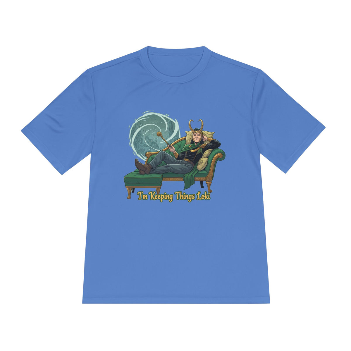 Loki Reclining on Chaise Tee | Mischief God Illustration, Fantasy Comic Shirt