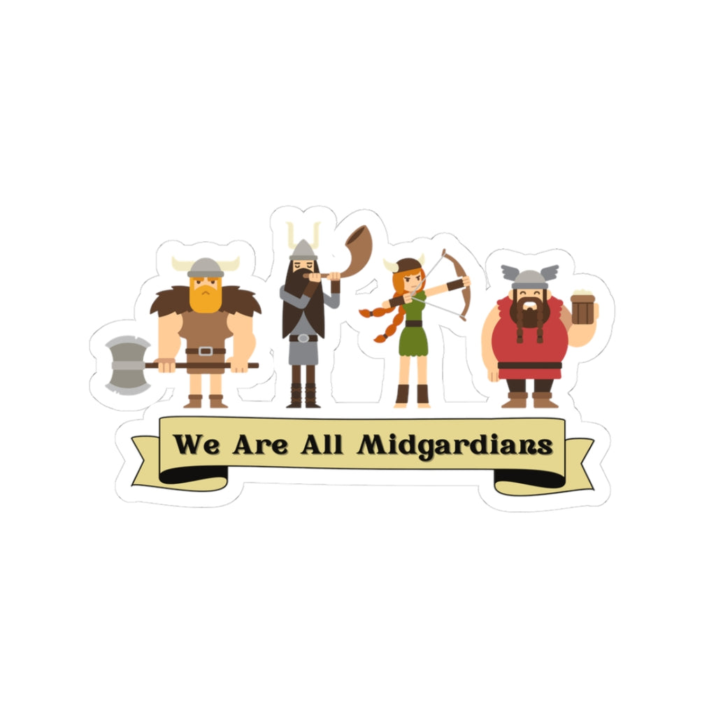 We Are All Midgardians Kiss-Cut Sticker | Viking Characters Banner