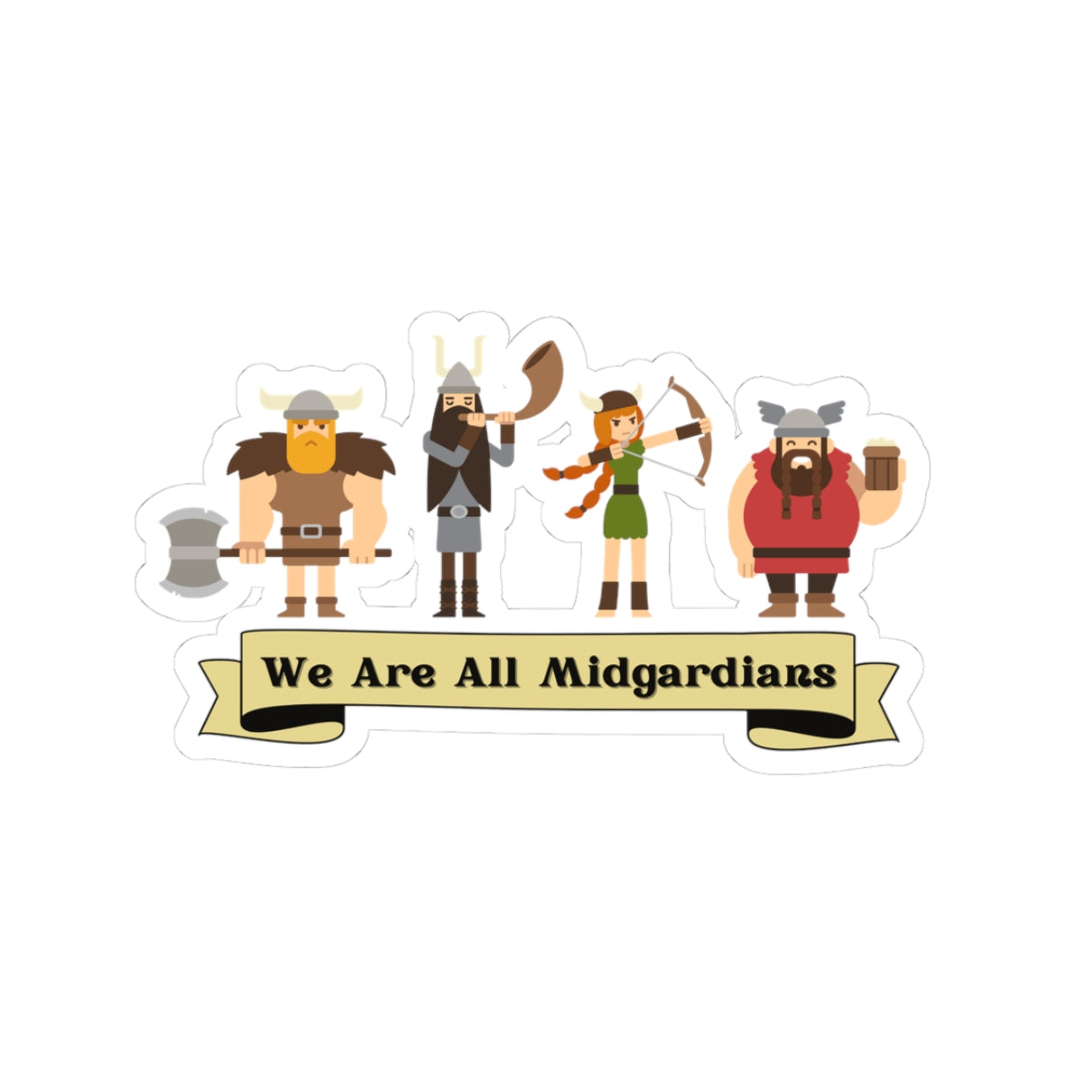 We Are All Midgardians Kiss-Cut Sticker | Viking Characters Banner