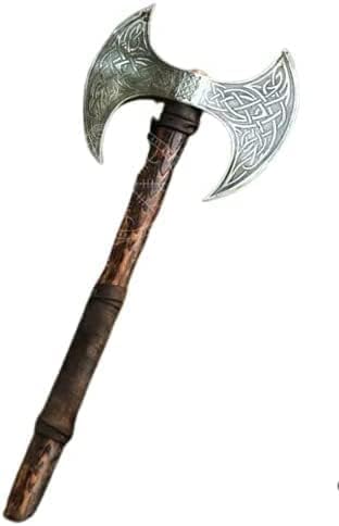 Viking store Handmade Carbon Steel Axe Medieval Warrior Double Headed Battle Axe Viking Axe Birthday Gift Double bit Axe Hatchet Viking war Ship Alien Battle Axe
