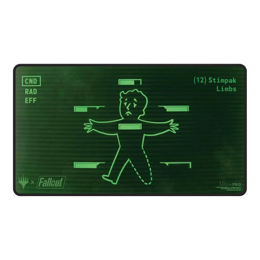 Ultra PRO - Fallout Black Stitched Playmat - Inventory Management - for Magic: The Gathering Limited Edition Collectible Trading Tabletop Gaming Essentials Accessory Supplies
