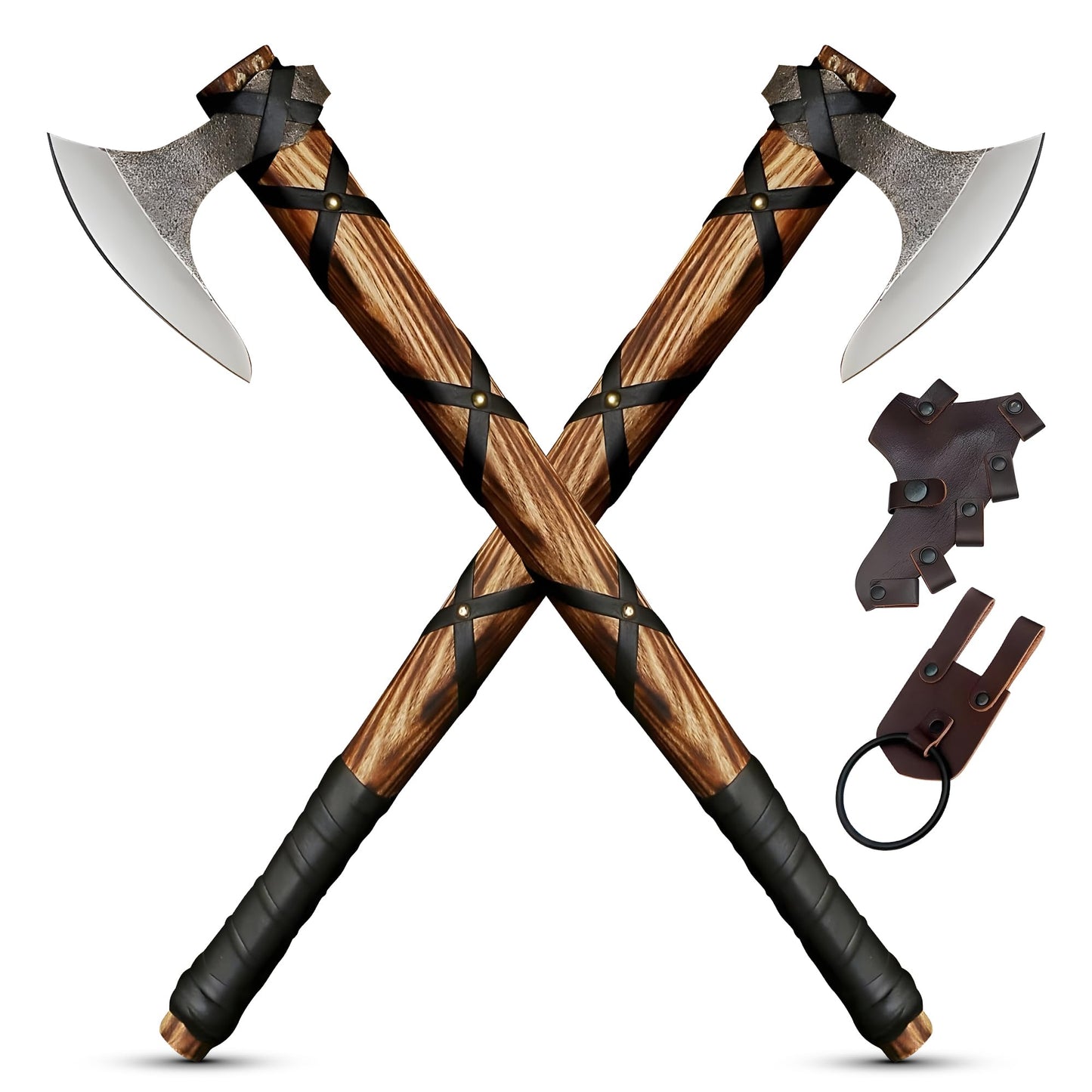 Pair of Ragnar Lothbrok Viking Axes – Hand-Forged High Carbon Steel Norse Bearded Axes Handcrafted Ash Wood Handles | Perfect Viking Gifts for Men | Antique Axes
