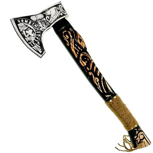Splitting Axe 20" Camping Chopping Hatchet for Firewood Splitting Forged Carbon Steel Norse Viking Axe Tomahawk Axe Viking Hatchet - Viking Bearded Axe Camping Axe Hatchet - 2028