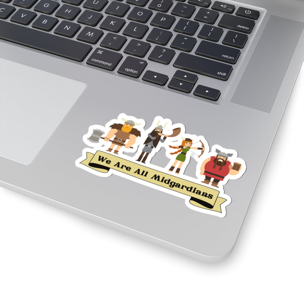We Are All Midgardians Kiss-Cut Sticker | Viking Characters Banner