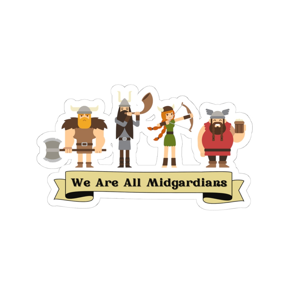 We Are All Midgardians Kiss-Cut Sticker | Viking Characters Banner