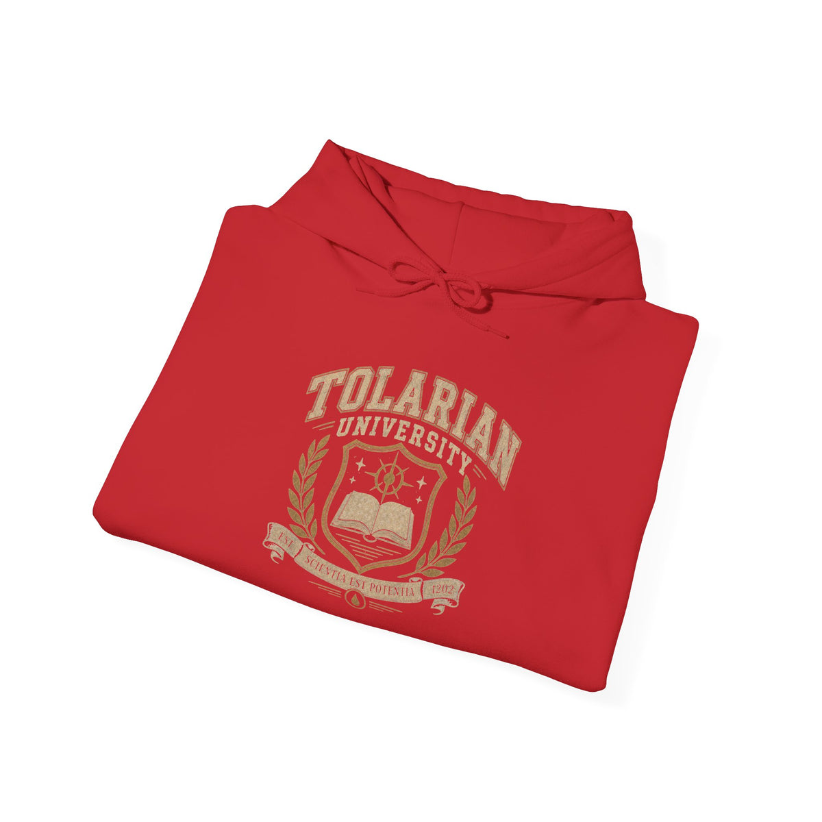 Tolarian University Hoodie — Vintage Magic School Crest Pullover