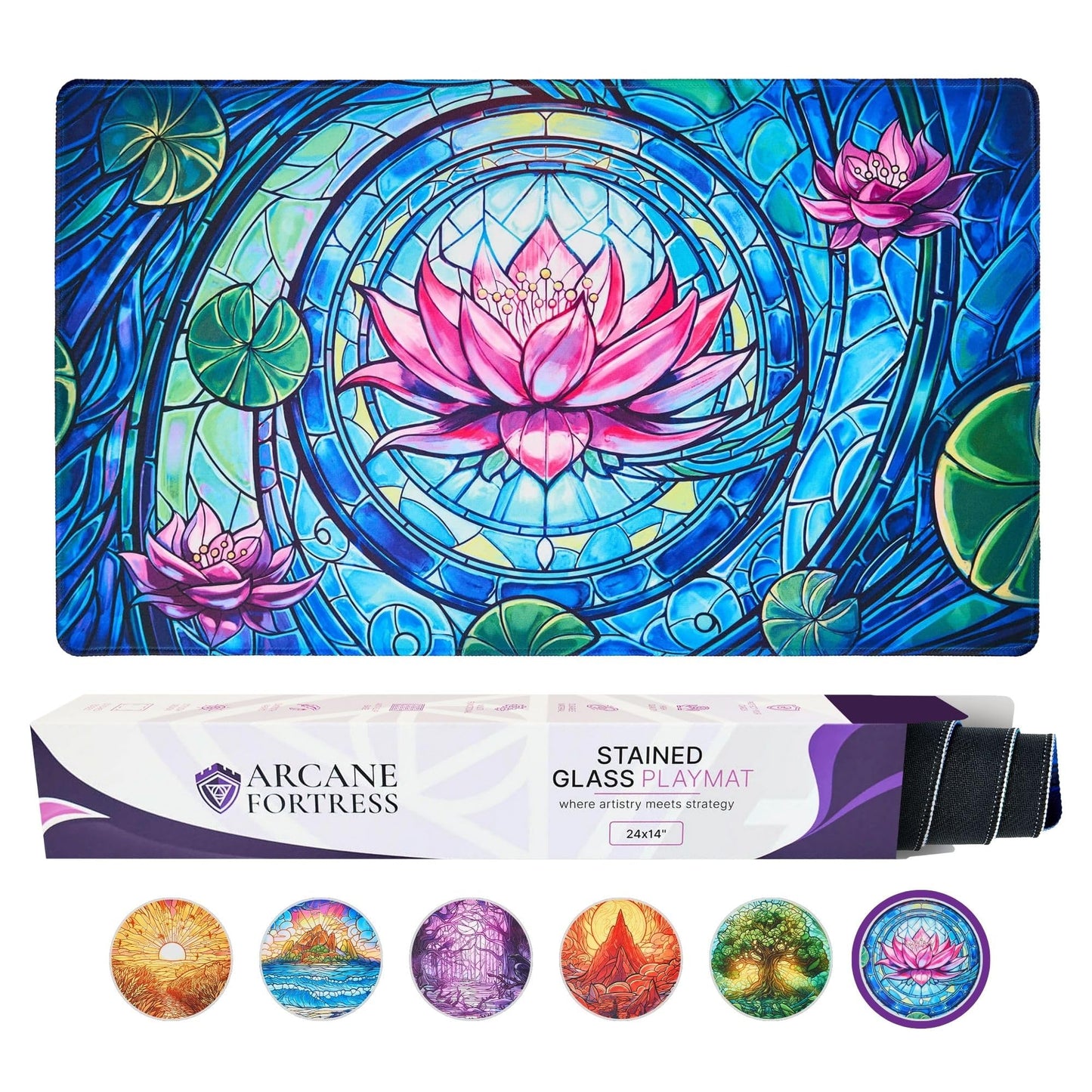 MTG Playmat 24x14 Inches – Magic The Gathering Playmat with Original Handcrafted Art Non-Slip TCG Playmat with Rubber Bottom and Stitched Edges Commander TCG Rollable & Foldable Card Mat (Pink)