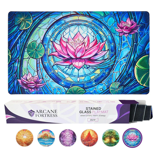 MTG Playmat 24x14 Inches – Magic The Gathering Playmat with Original Handcrafted Art Non-Slip TCG Playmat with Rubber Bottom and Stitched Edges Commander TCG Rollable & Foldable Card Mat (Pink)