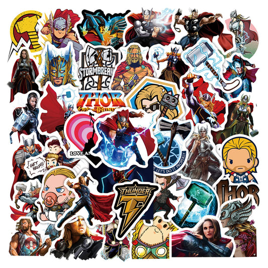 50Pcs Thor Cartoon Stickers for Laptop Cellphone Water Bottle Skateboard Luggage Car Bumper etc FJHSL