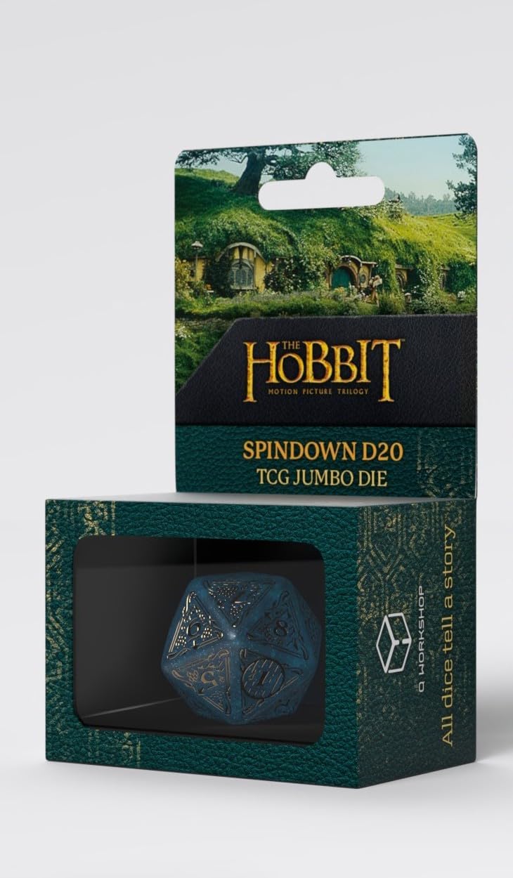 Hobbit Spindown D20 Aether TCG Jumbo Die by Q-Workshop | Ages 14+ | Large Middle-Earth Inspired Life Counter with Engraved Map Design, Easy-Read Numbers for TCGs, RPGs & Tabletop Gaming Accessories