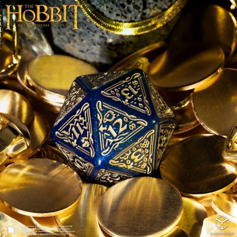 Hobbit Spindown D20 Aether TCG Jumbo Die by Q-Workshop | Ages 14+ | Large Middle-Earth Inspired Life Counter with Engraved Map Design, Easy-Read Numbers for TCGs, RPGs & Tabletop Gaming Accessories
