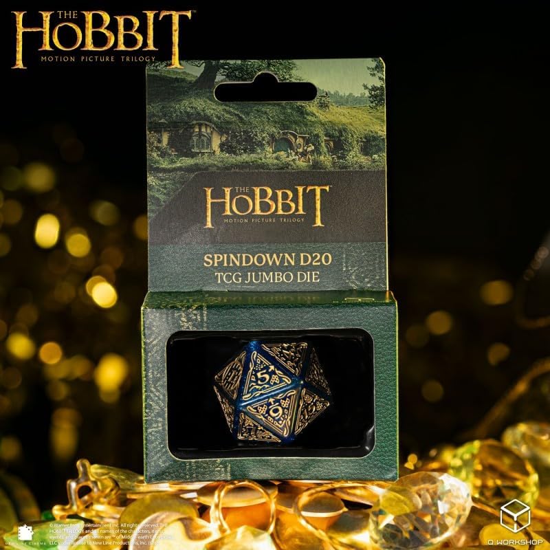 Hobbit Spindown D20 Aether TCG Jumbo Die by Q-Workshop | Ages 14+ | Large Middle-Earth Inspired Life Counter with Engraved Map Design, Easy-Read Numbers for TCGs, RPGs & Tabletop Gaming Accessories
