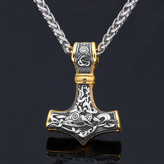 New Titanium Steel Viking Thor Hammer Necklace