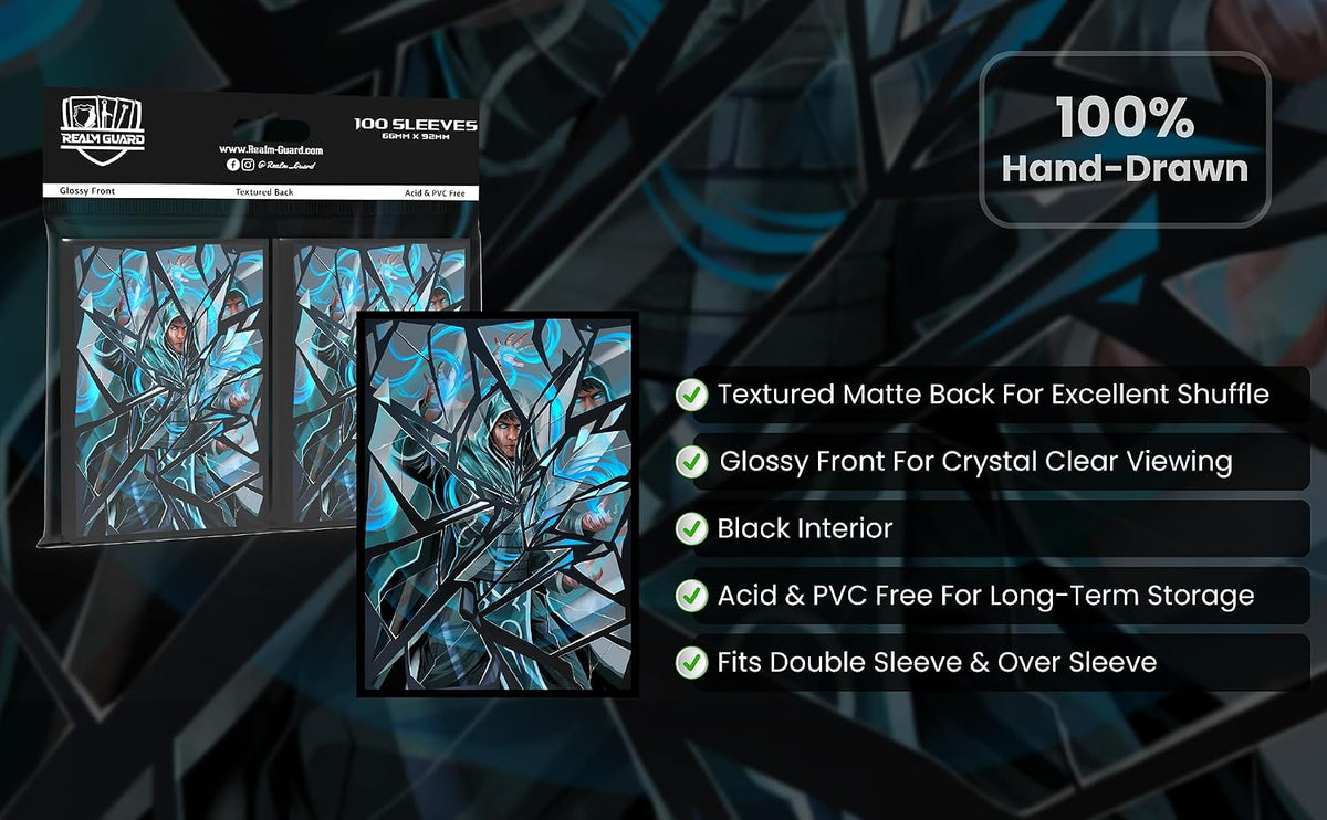 (Fractured Mage) 100% Hand-Drawn 100ct Textured Matte TCG/MTG Card Art Sleeves by Realm Guard