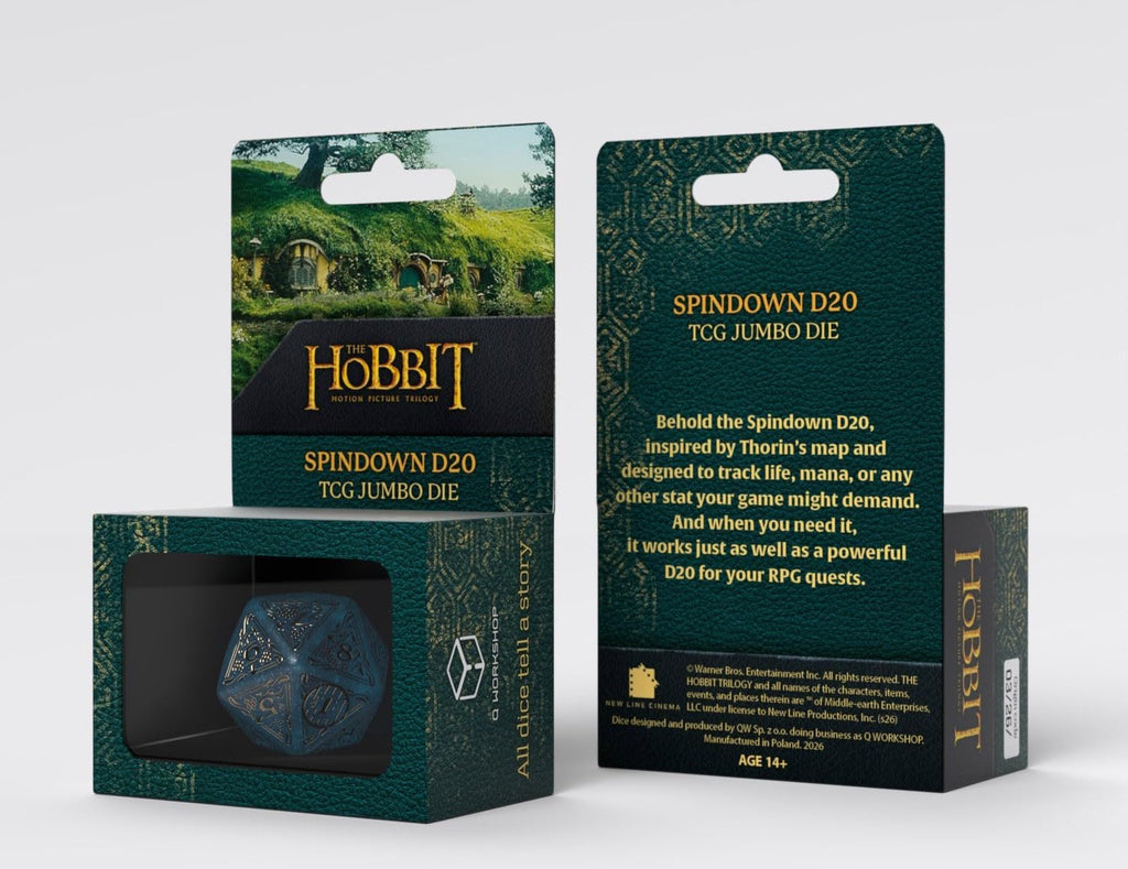 Hobbit Spindown D20 Aether TCG Jumbo Die by Q-Workshop | Ages 14+ | Large Middle-Earth Inspired Life Counter with Engraved Map Design, Easy-Read Numbers for TCGs, RPGs & Tabletop Gaming Accessories