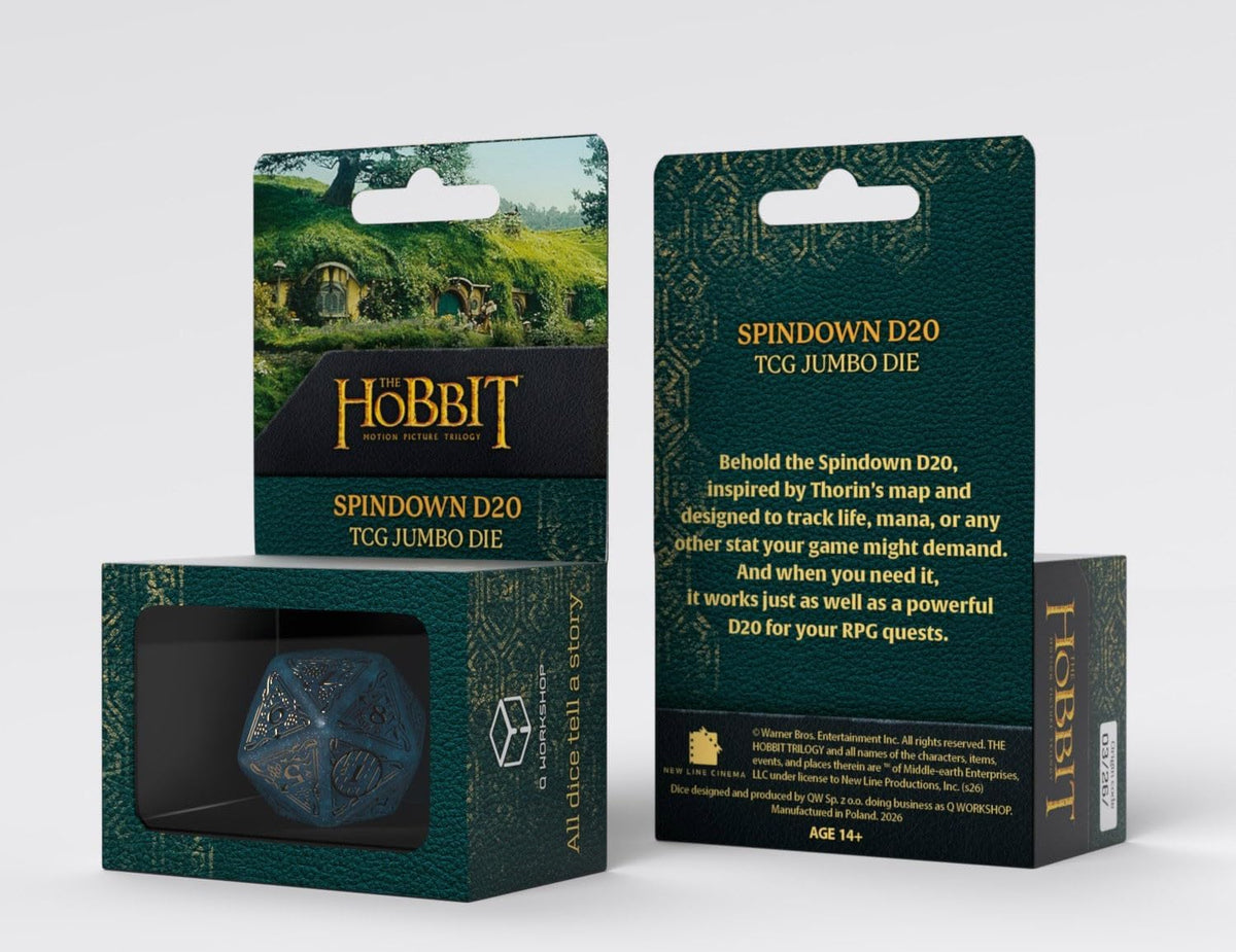 Hobbit Spindown D20 Aether TCG Jumbo Die by Q-Workshop | Ages 14+ | Large Middle-Earth Inspired Life Counter with Engraved Map Design, Easy-Read Numbers for TCGs, RPGs & Tabletop Gaming Accessories