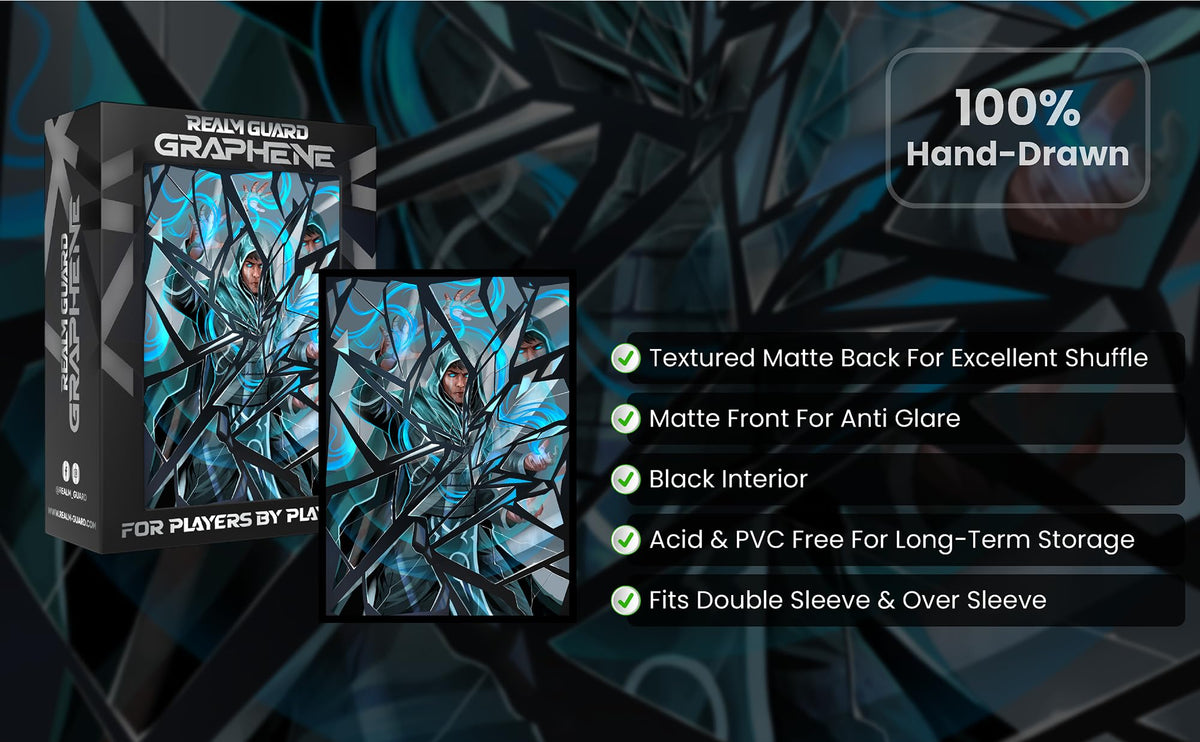 (Fractured Mage) 100% Hand-Drawn 100ct Textured Matte TCG/MTG Card Art Sleeves by Realm Guard