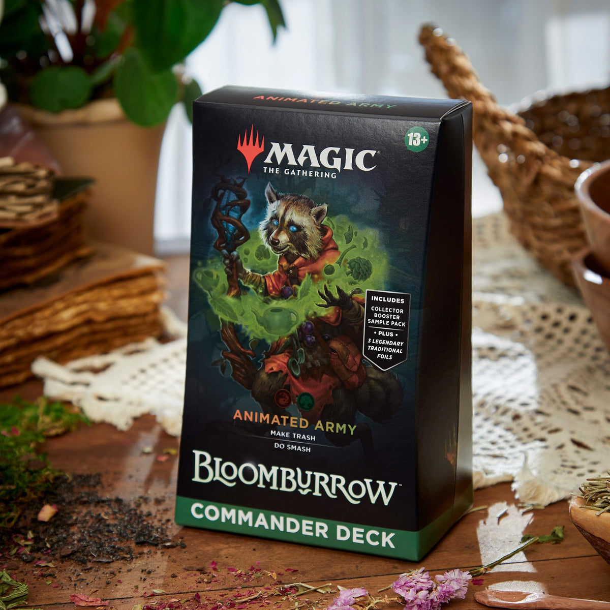 Magic: The Gathering Bloomburrow Commander Deck - Family Matters (100-Card Deck, 2-Card Collector Booster Sample Pack + Accessories)