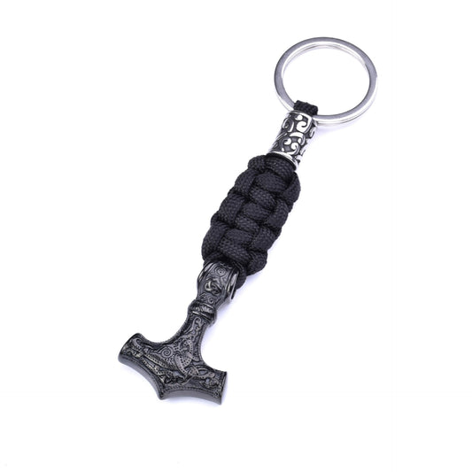Stainless Steel Viking Thor Hammer Keychain for Outdoors