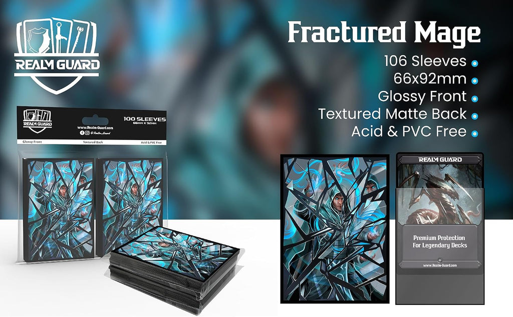 (Fractured Mage) 100% Hand-Drawn 100ct Textured Matte TCG/MTG Card Art Sleeves by Realm Guard