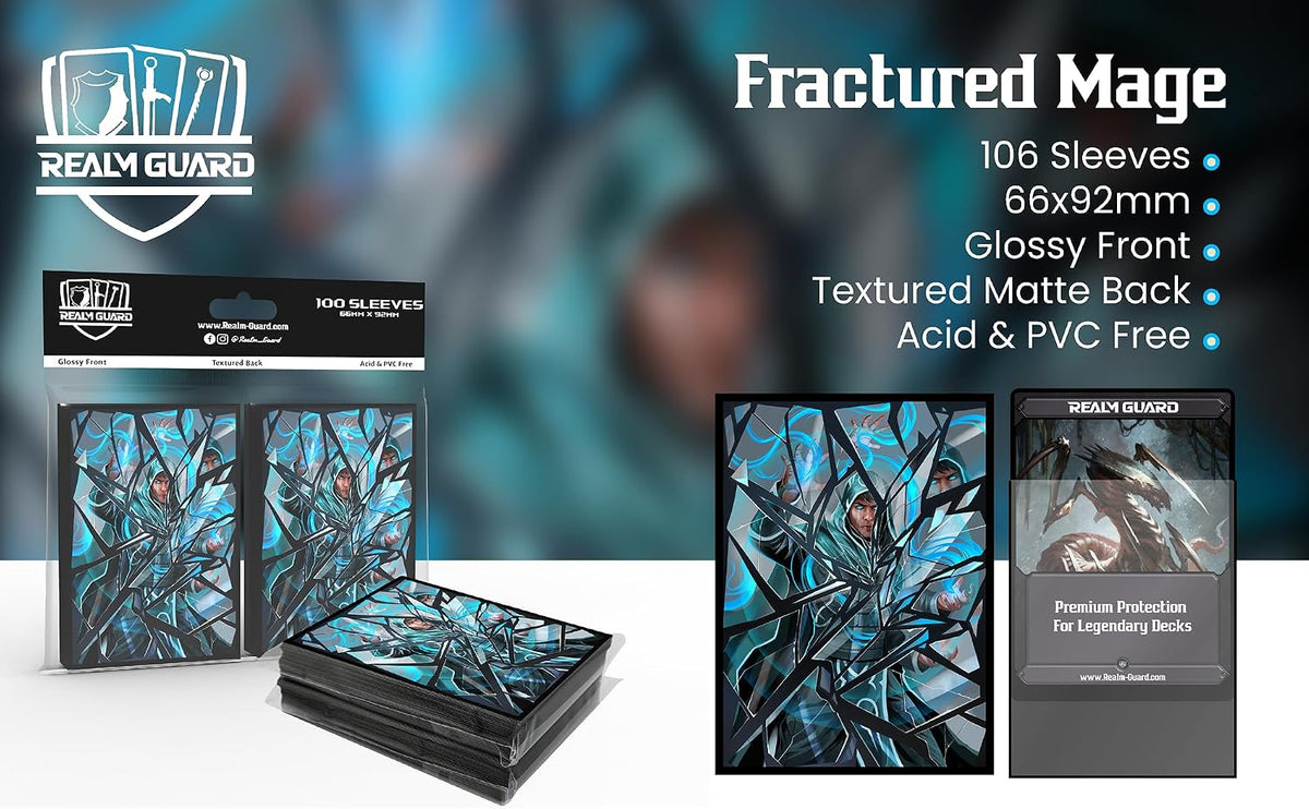 (Fractured Mage) 100% Hand-Drawn 100ct Textured Matte TCG/MTG Card Art Sleeves by Realm Guard
