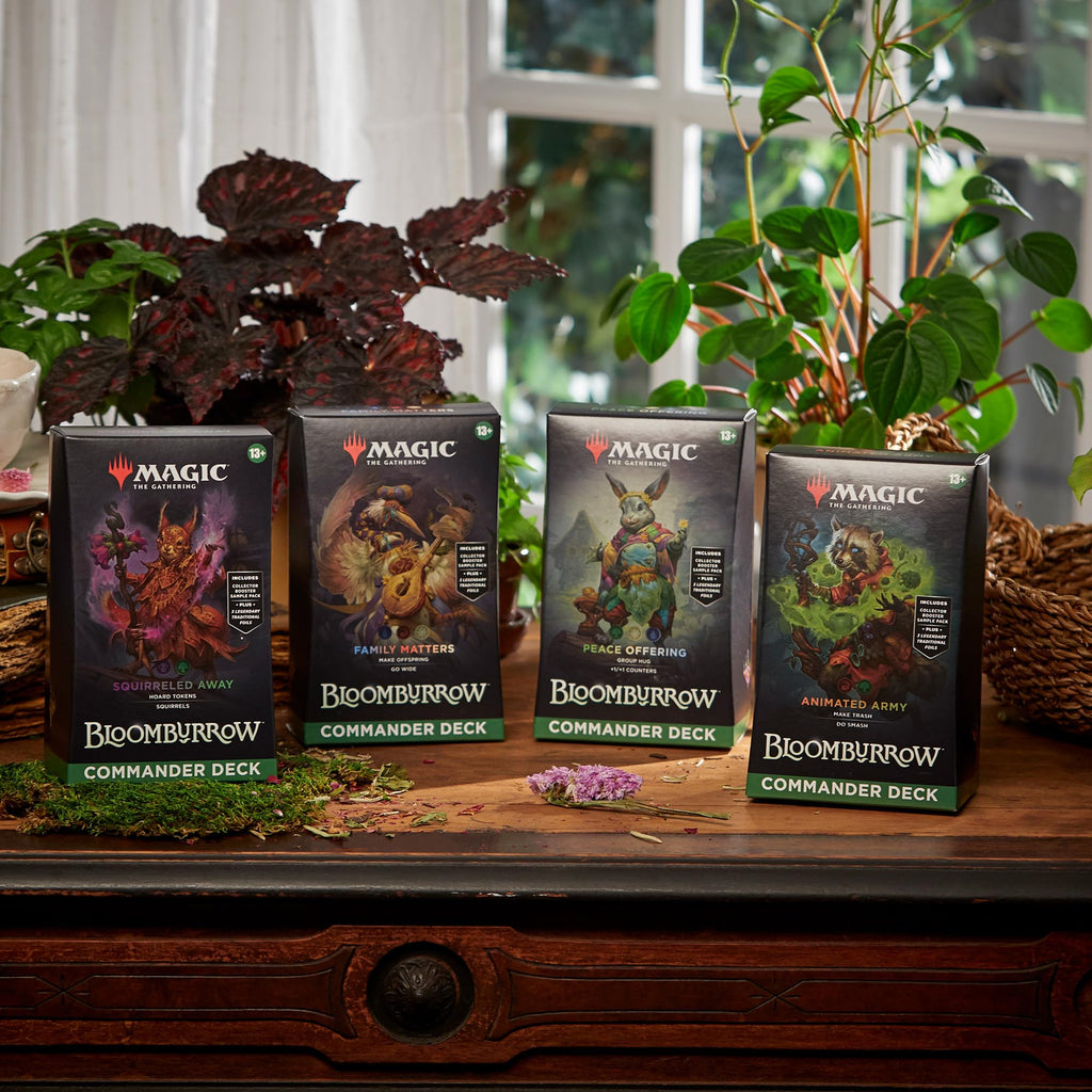 Magic: The Gathering Bloomburrow Commander Deck - Family Matters (100-Card Deck, 2-Card Collector Booster Sample Pack + Accessories)