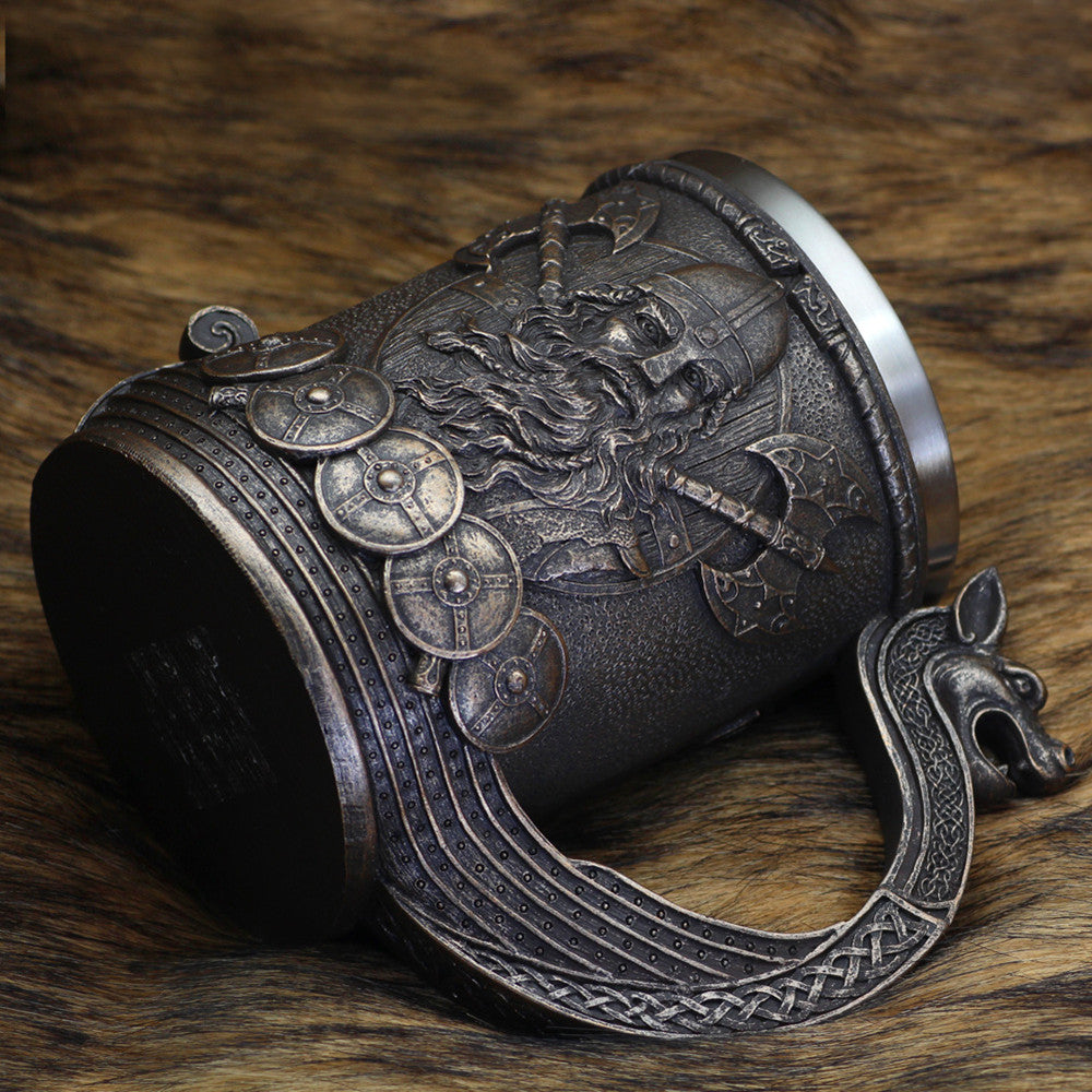 Norse Hero Odin and Thor Viking Beer Mug with Steel Liner