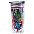 Silver Buffalo Retro Marvel Comics Avengers Double Wall Travel Tumbler with Slide Close Lid Spider-Man Captain America Thor Hulk and Iron Man 20 Ounces