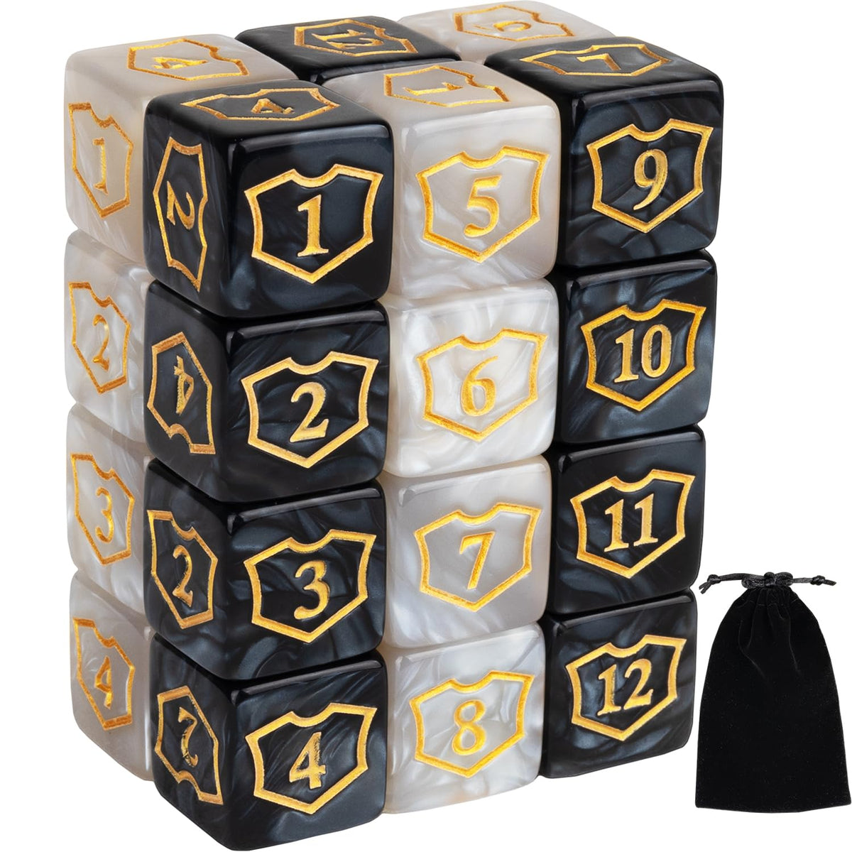 24 Pieces MTG Dice Counters Shield Buff Tokens Dice Life Counter Dice Magic Dice Set Compatible with Magic The Gathering TCG Card Games Accessories