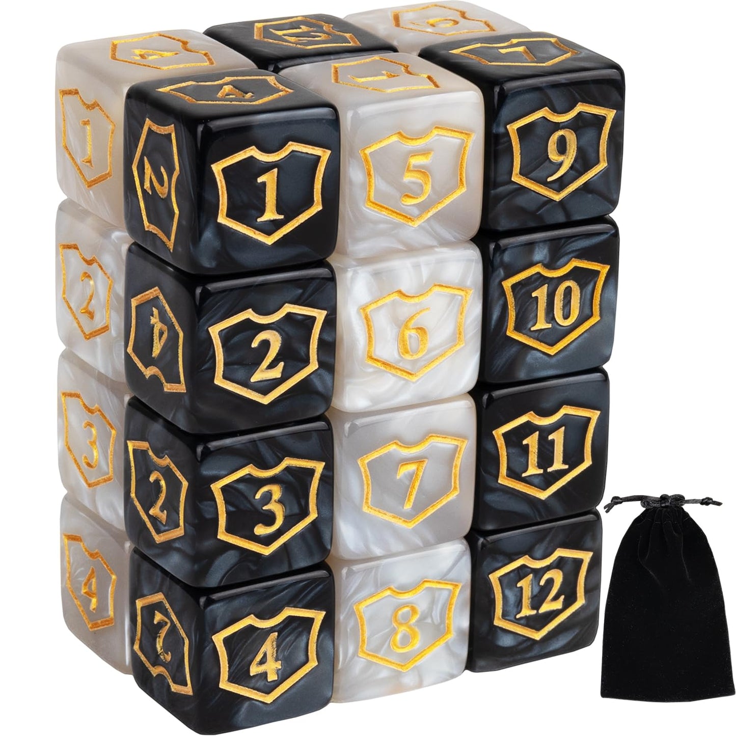 24 Pieces MTG Dice Counters Shield Buff Tokens Dice Life Counter Dice Magic Dice Set Compatible with Magic The Gathering TCG Card Games Accessories