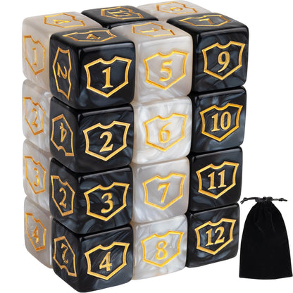24 Pieces MTG Dice Counters Shield Buff Tokens Dice Life Counter Dice Magic Dice Set Compatible with Magic The Gathering TCG Card Games Accessories