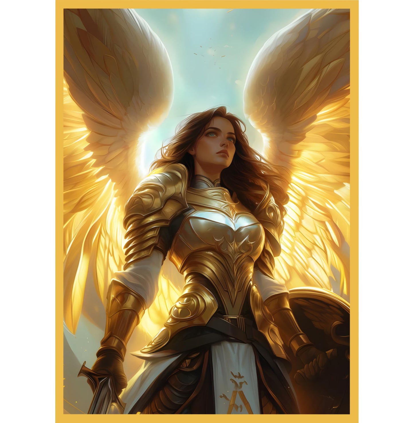 Digital Sorcery Studio Angel Warrior Game Card Sleeves 102 Pack – Perfect Fit for TCG MTG Giada Font of Hope & Angel Commander Decks - Premium Standard Card Sleeves for Magic The Gathering