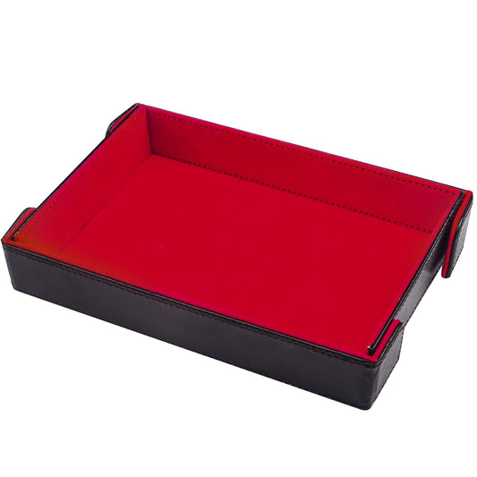 SIQUK Magnetic Folding Dice Tray Rectangle Dice Rolling Tray PU Leather Dice Trays Foldable Dice Holder Dice Rolling Mat Storage Box for D&D RPG Dice Games Red
