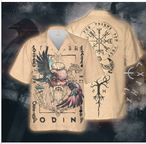 Norse Raven Line Art Viking 3D Print Hawaii Shirt
