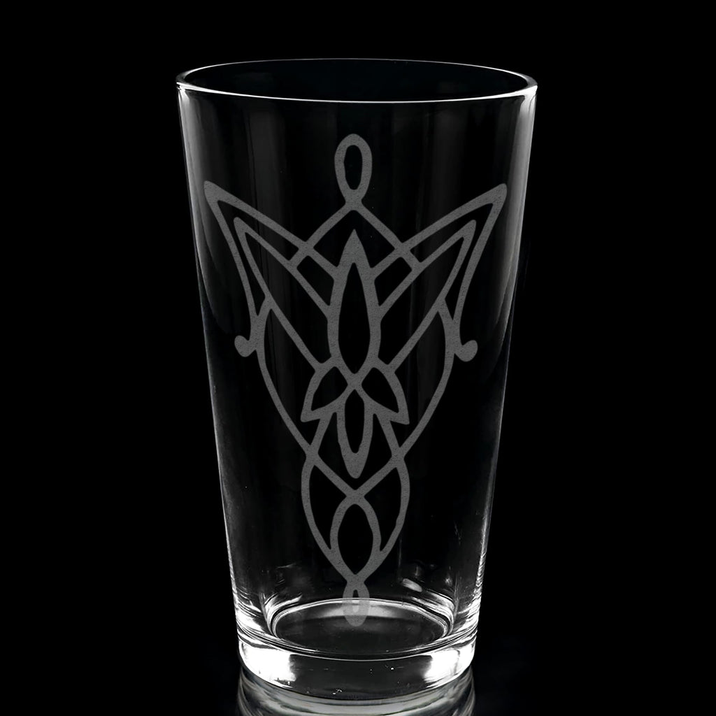 ARWEN EVENSTAR PENDANT Engraved 16oz Pint Glass | Inspired by Tolkien The Ones Hobbits and Middle Earth | Great Christmas Gift Idea | Unique Elvish Hobbit Wizard Fantasy Decor!