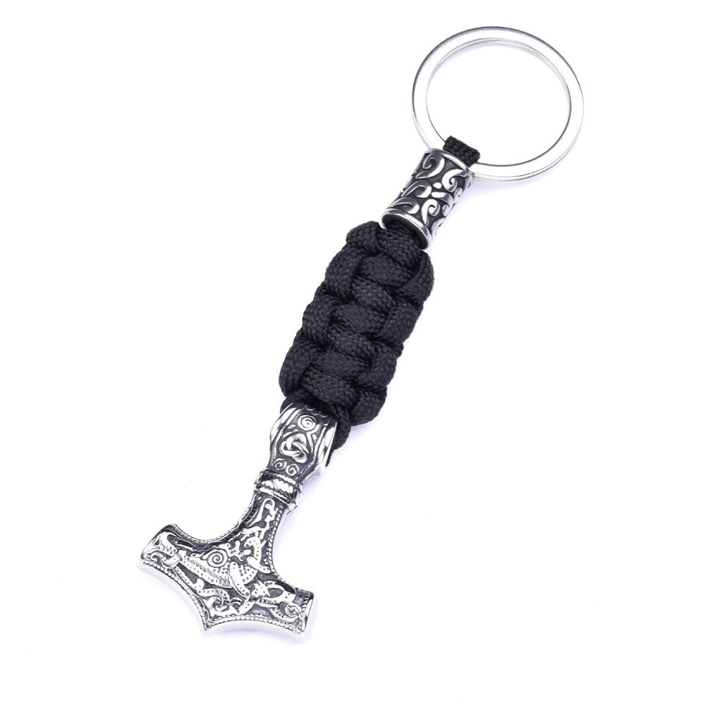 Stainless Steel Viking Thor Hammer Keychain for Outdoors