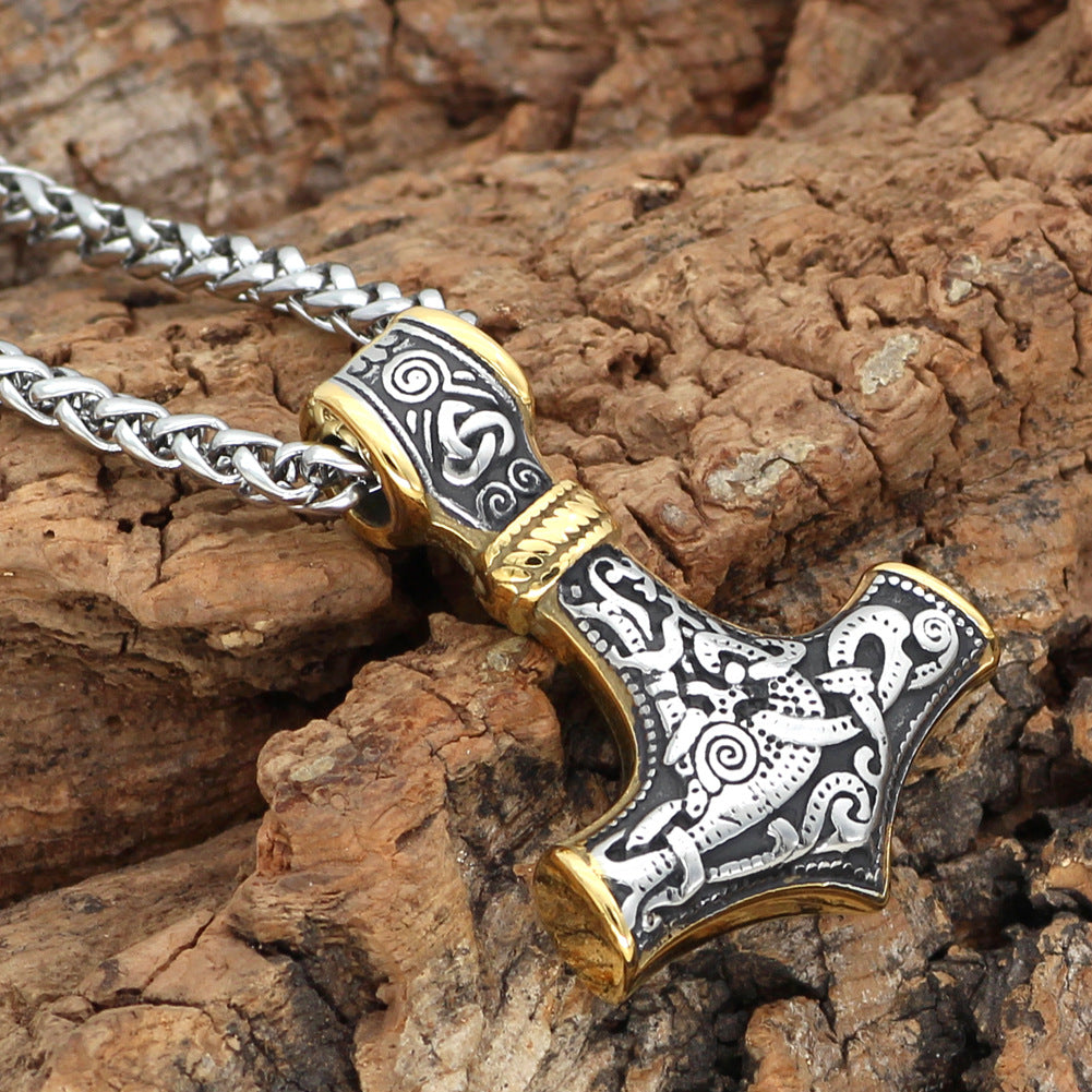 New Titanium Steel Viking Thor Hammer Necklace