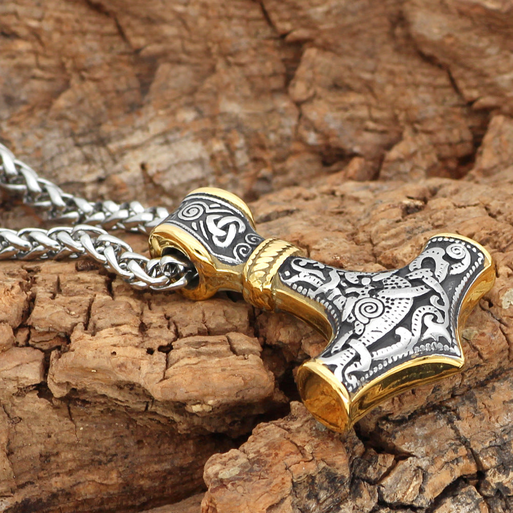 New Titanium Steel Viking Thor Hammer Necklace