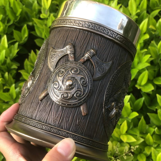 Norse Hero Odin and Thor Viking Beer Mug with Steel Liner