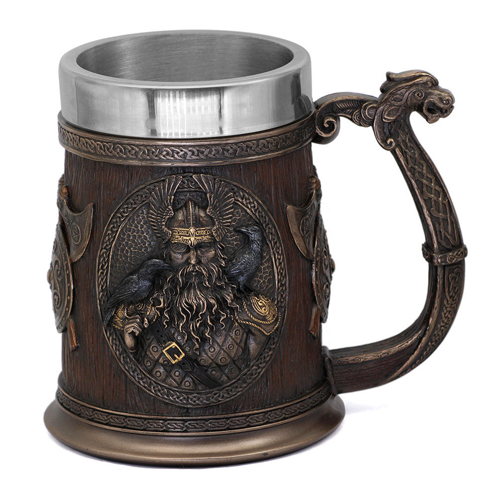 Norse Hero Odin and Thor Viking Beer Mug with Steel Liner
