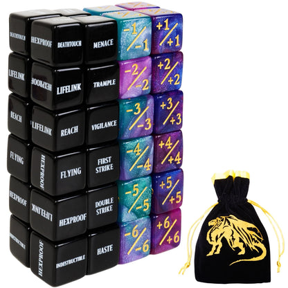 48 PCS MTG Counter Token Dice Abilities Keyword Counters Bulk Creature Stats Buff Magic The Gathering Tokens Dice Set with Bag TCG Card Games Accessories (MTG)
