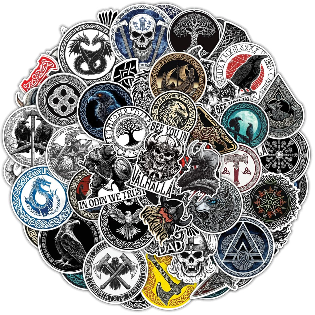 100 Pcs Viking Stickers - Norse Decals Mythology Sticker Waterproof Decal for Water Bottles Laptop Luggage Computer Scrapbooking Teens Adults Girls Kids Funny Birthday Decorations