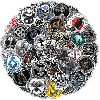 100 Pcs Viking Stickers - Norse Decals Mythology Sticker Waterproof Decal for Water Bottles Laptop Luggage Computer Scrapbooking Teens Adults Girls Kids Funny Birthday Decorations