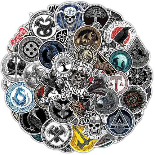 100 Pcs Viking Stickers - Norse Decals Mythology Sticker Waterproof Decal for Water Bottles Laptop Luggage Computer Scrapbooking Teens Adults Girls Kids Funny Birthday Decorations